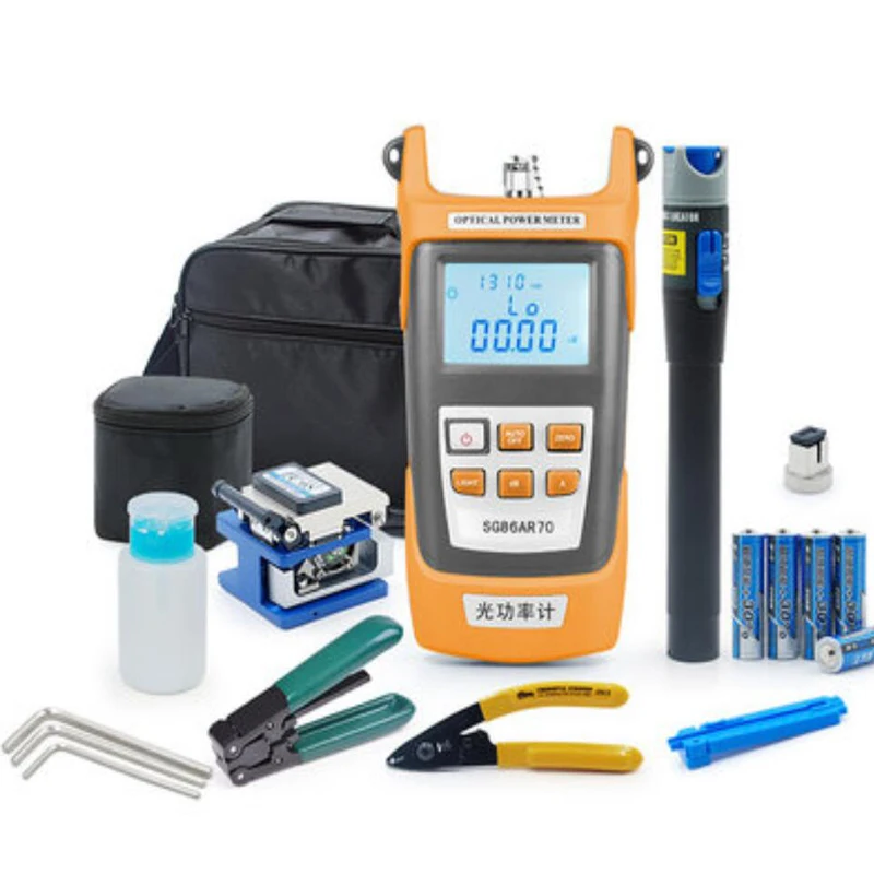 

Hot Sale FTTH Fiber Optic Tool Kit with Fiber Optical Power Meter and 5MW Visual Fault Locator and FC-6S Fiber Cleaver