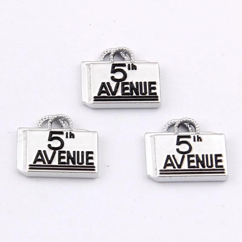 100pcs 16*17mm Shopping Tote Bag Features Drop Oil Alloy Jewelry Pendant diy Jewelry Accessories