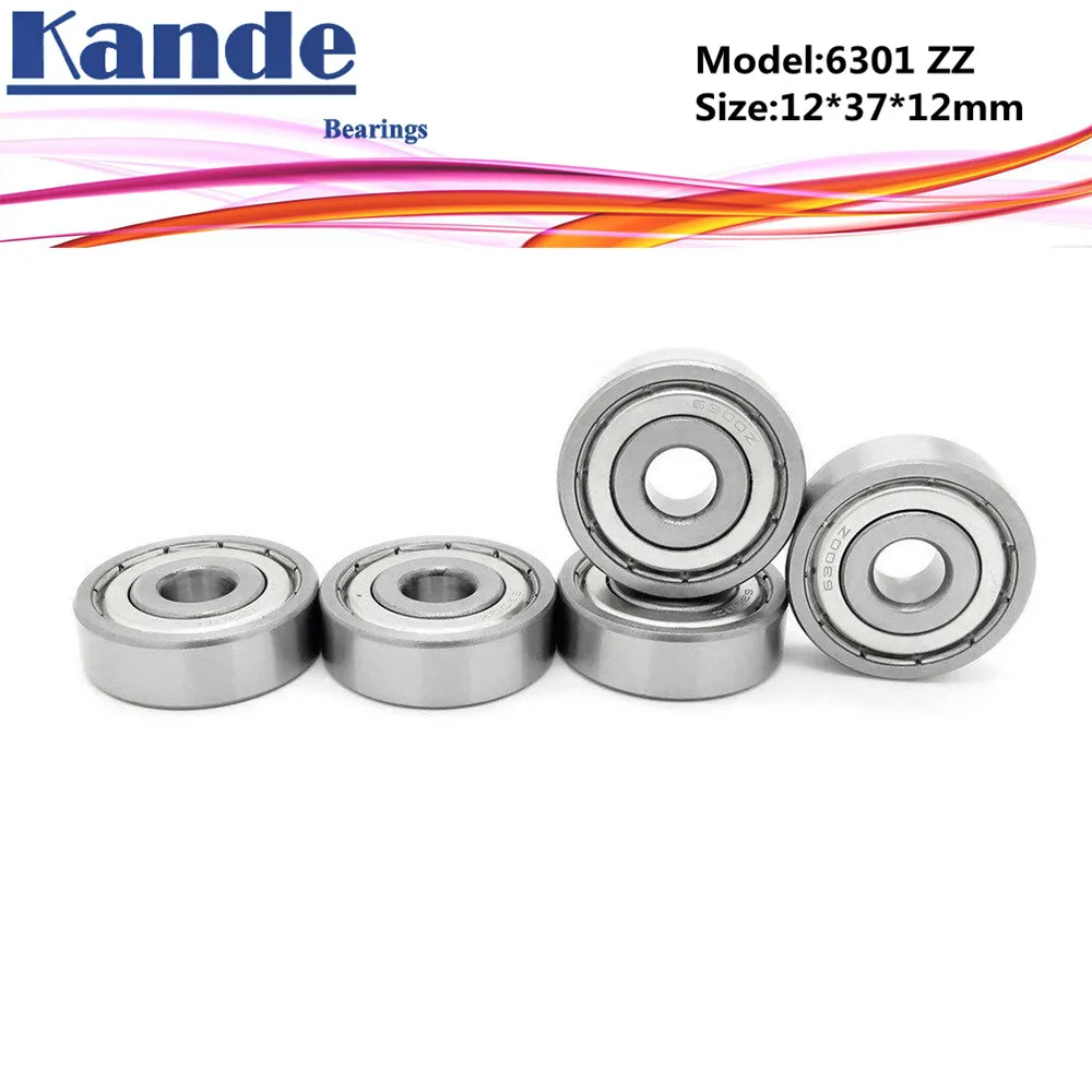 Kande 6301ZZ 4PCS ABEC-5 6301 ZZ  Single Row Deep Groove Ball Bearing 12x37x12 mm High Quality 6301-2Z