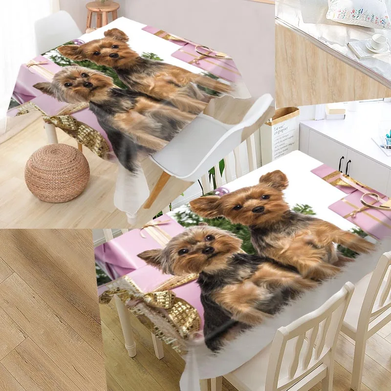 New Arrival Custom Yorkshire Terrier Table Cloth Waterproof Oxford Fabric Rectangular Tablecloth Home Party Tablecloth