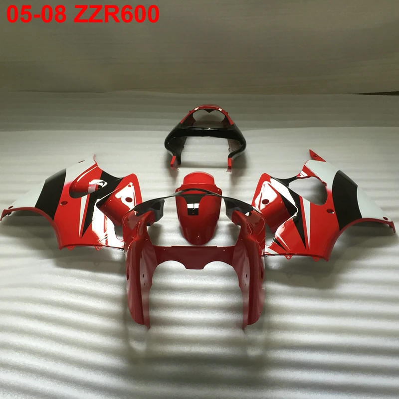 

Injection mold plastic fairing kit for Kawasaki Ninja ZZR600 05 06 07 08 red white black fairings set ZZR600 2005-2008 OT05