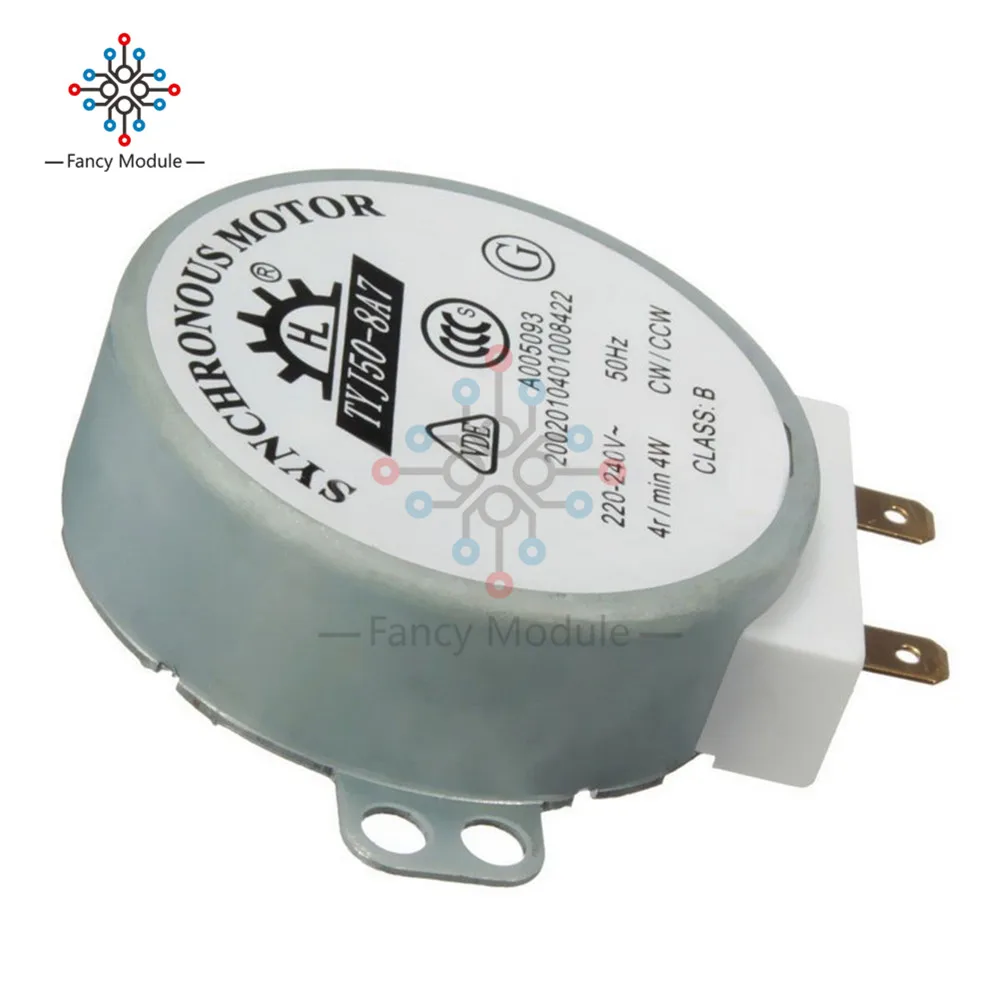 AC 220V-240V 50Hz CW/CCW Microwave Turntable Turn Table Synchronous Motor TYJ50-8A7 D Shaft 4 RPM VEJ20 P20