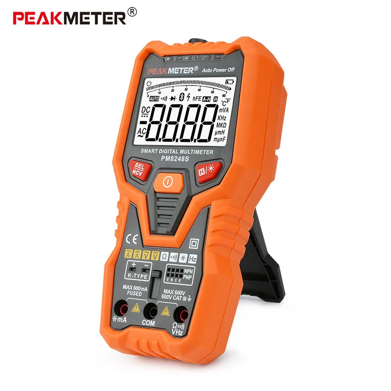 PEAKMETER PM8248S Smart AutoRange Professional Digital Multimeter Voltmeter NCV Frequency Backlight Temperature Transistor test