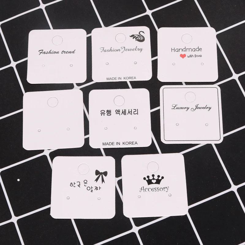 

100Pcs/lot White Paper Jewelry Earrings Card 4x4cm Favor Earring Ear Studs Display Packaging Cards Jewelry DIY Accessories
