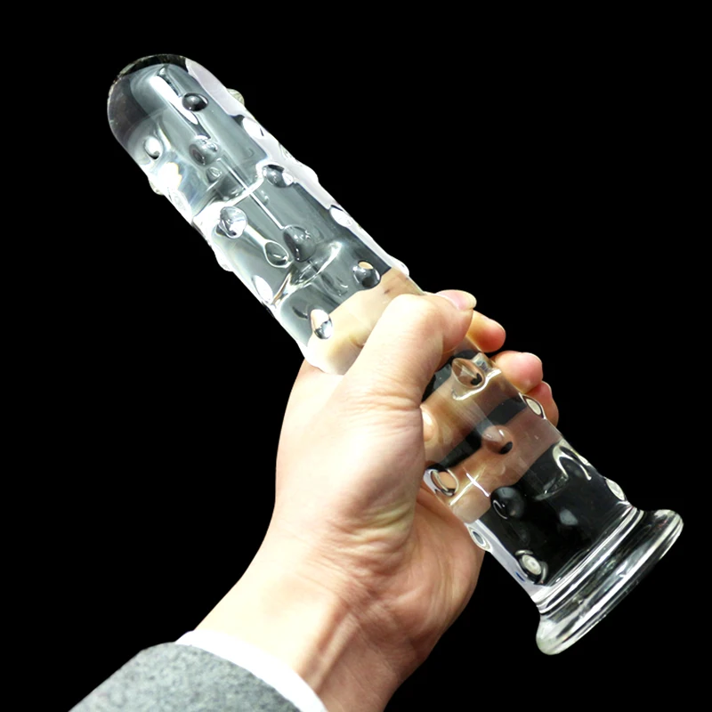 10 Inch Long Textured Glass Dildo Big Huge Transparent Glass Dildo Penis Dick Anal Plug Butt Plug Unisex Sex Toys No Vibration