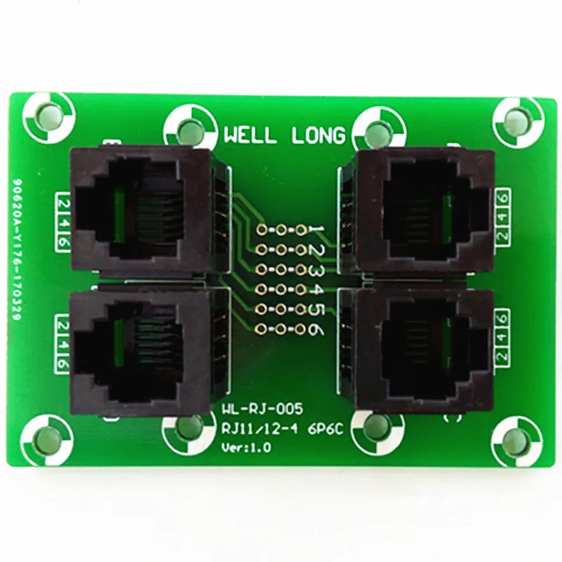 2PCS/Lot RJ11/RJ12 6P6C Jack 4-Way Buss Breakout Board, Terminal Block, Connector.