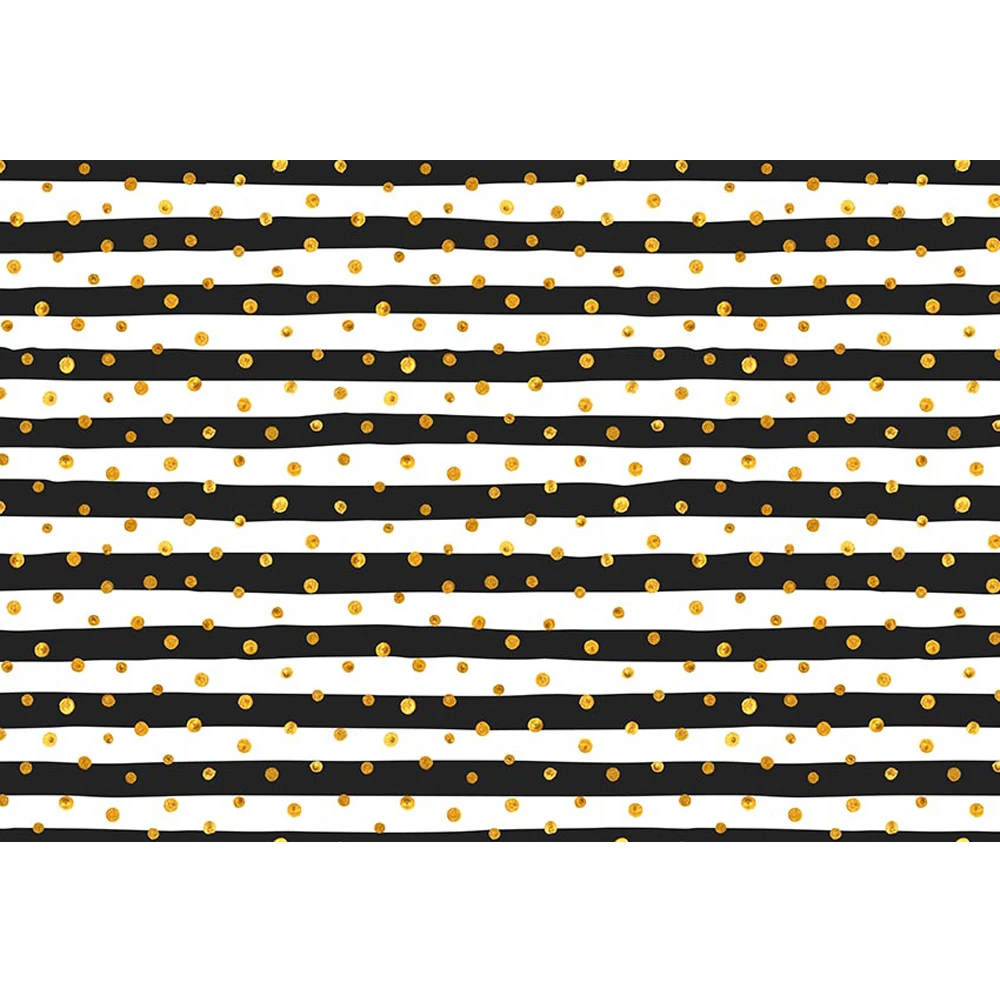 

Black and White Striped Backdrop Photography Gold Dots Newborn Baby Photoshoot Props Kids Birthday Party Photo Booth Background