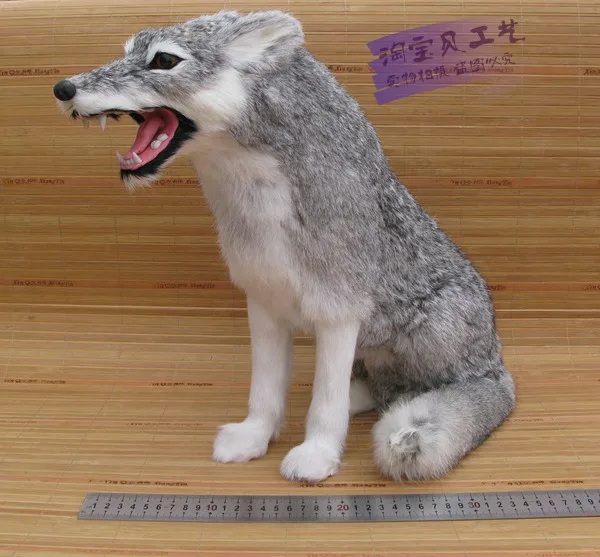 big simulation wolf model toy resin&fur sitting wolf model gift about 36x20x36cm 1132