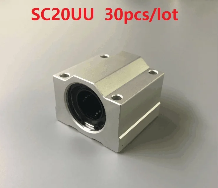 

30pcs/lot SC20UU SCS20UU 20mm Bearing linear case unit linear guide shaft blocks CNC router 3D printer parts guide