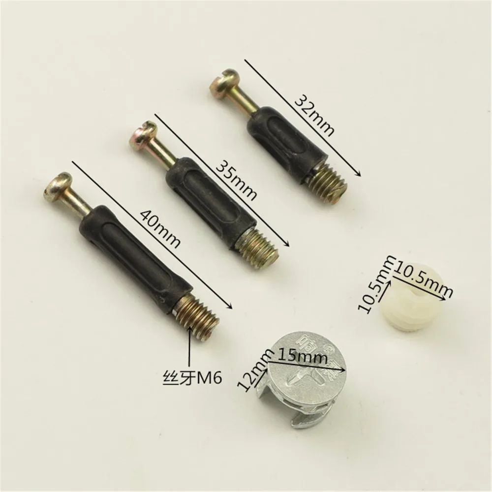 20 Sets Furniture Fastener 3-in-1 Connector M6 Connecting Screw + Locking Nut + Nylon Nut Furniture Cam Lock