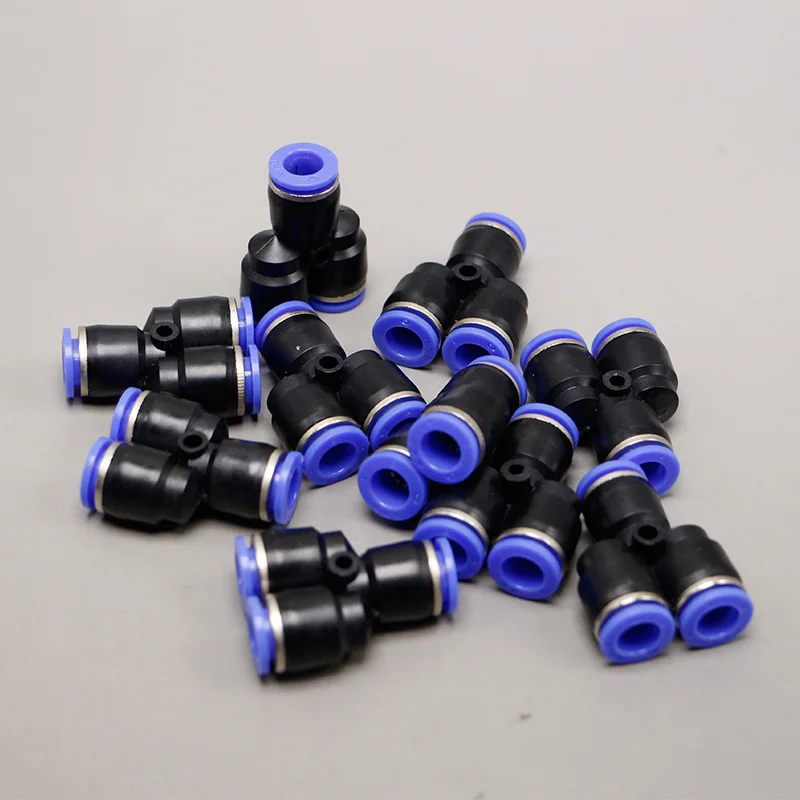 10pcs/lot 1 Touch Plastic Hose 3 Way Y Type Pneumatic Air Fitting 8mm  Tube connector Pipe Three Joint PY-8