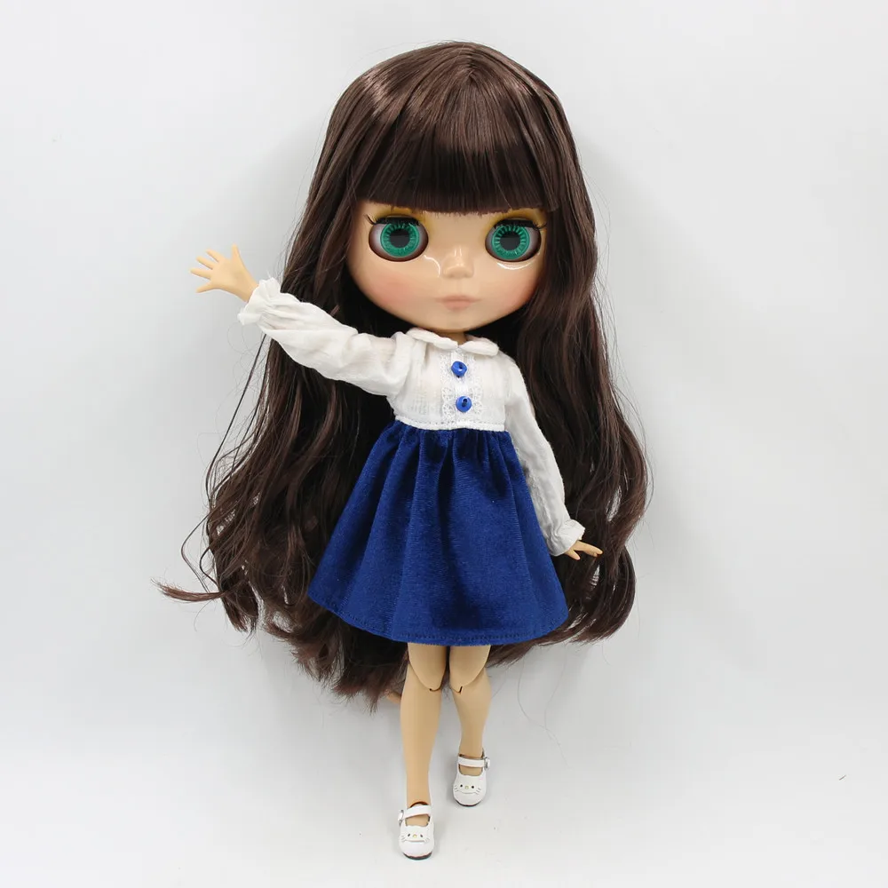 ICY DBS blyth doll tan skin brown straight hair glossy face NUDE joint body BL0222