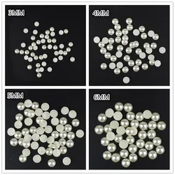 2mm,3mm,4mm,5mm,6mm, ABS Imitation Pearls Half Round Flatback Beads Beige Nail Art Jewelry DIY Decoration