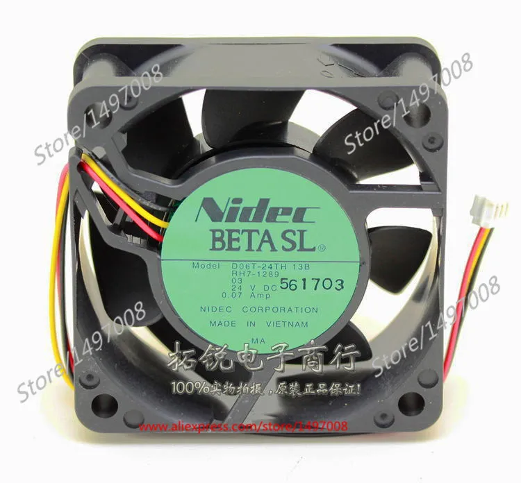 Nidec D06T-24TH 13B RH7-1289 DC 24V 0.07A 60x60x25mm Server Cooling Fan