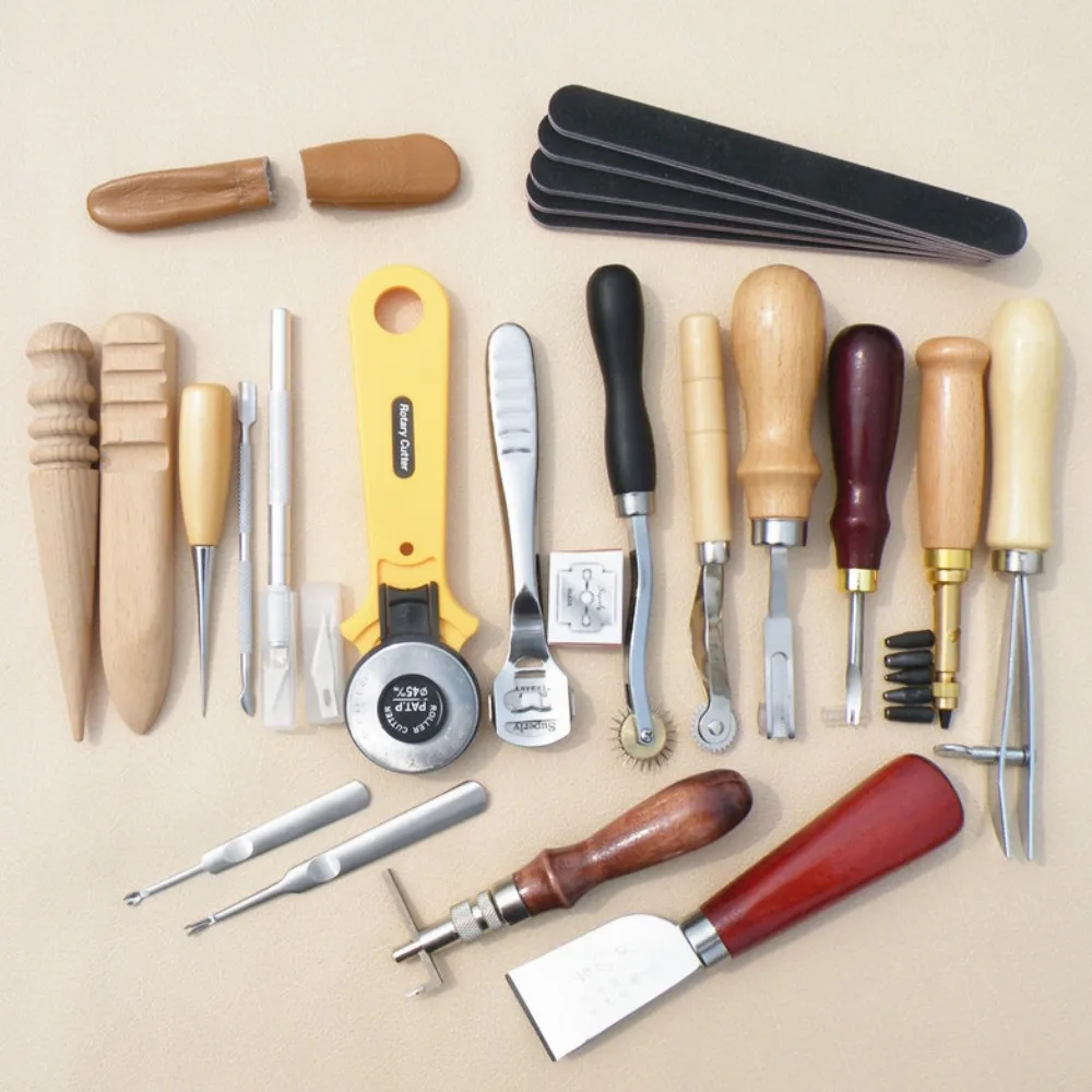 

20pcs Leather Craft Punch DIY Tools Kit Set For Costura Carving Stitching Sewing