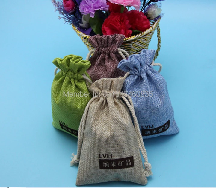 

100pcs/lot CBRL jute/linen/flax drawstring bags&pouch for ornament/rice/nuts,Various colors,size customized,wholesale