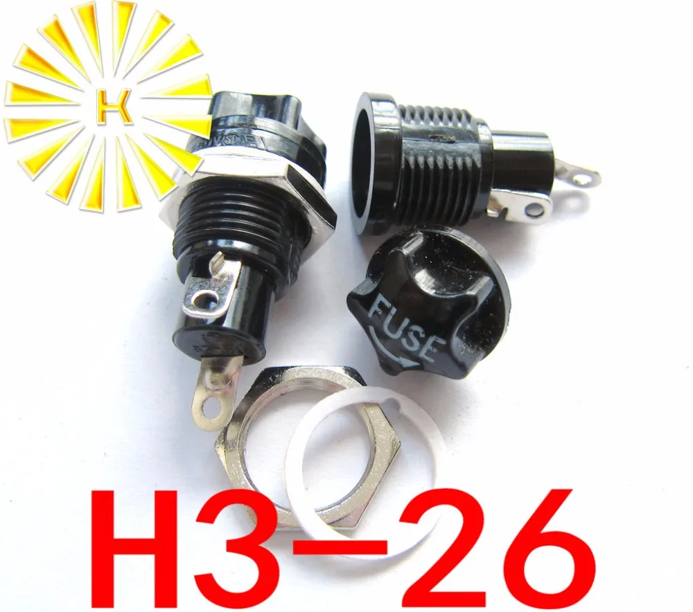 

H3-26 5*20mm 10A 250V Black Fuse Holder Replace R3-26 x 100pcs