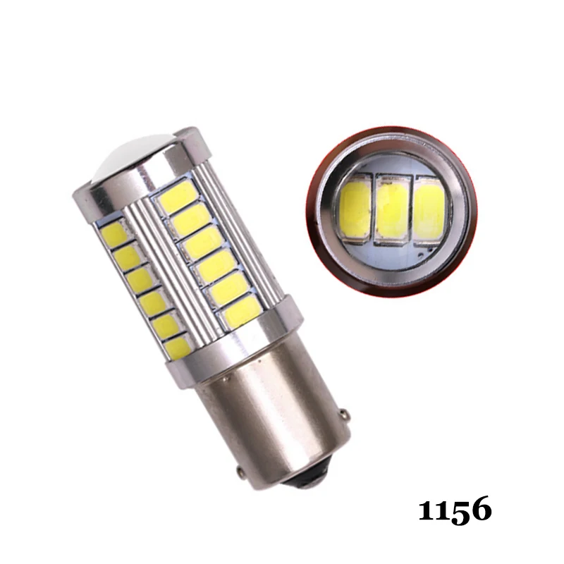 10pcs 1156 BA15S 1157 BAY15D S25 Constant Current Car LED DRL Tail Bulb Brake Light Reverse Lamp 5630 33SMD White Yellow DC12V