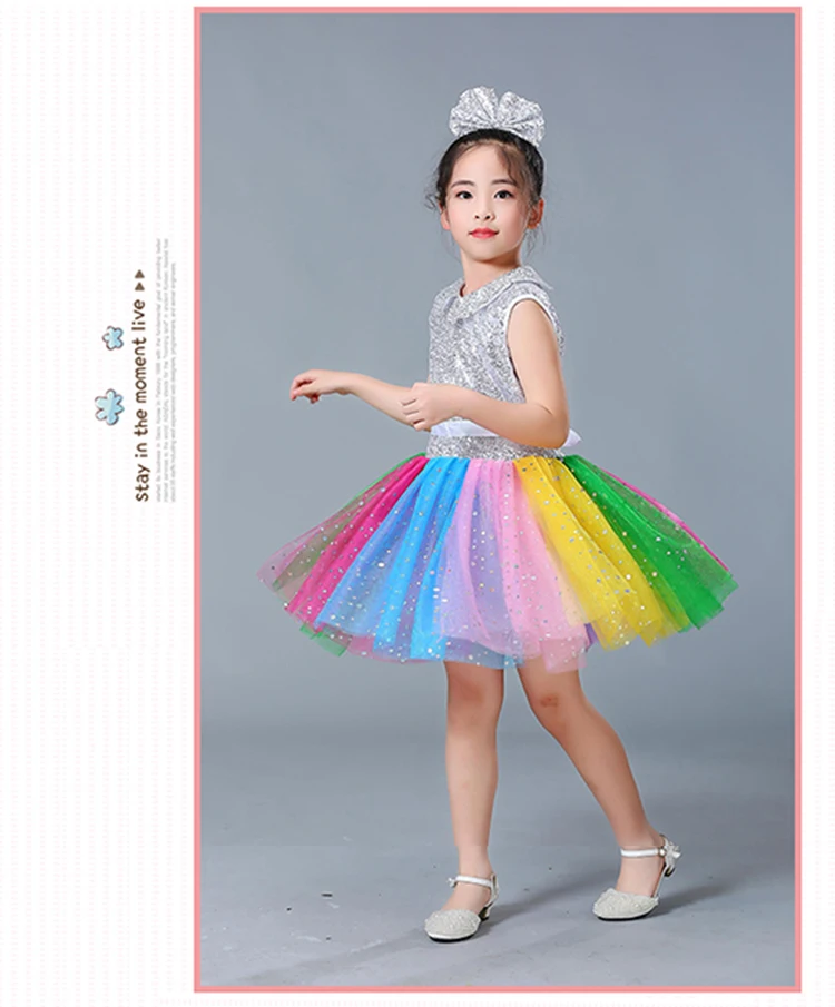 Kid Moderne Dance Mädchen Jazz Dance Kinder Pailletten Kleid Bühne Kostüme Mädchen Jazz Dance Kostüme für Mädchen Leistung Kleid