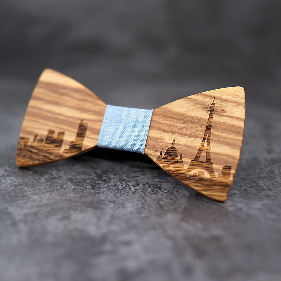 MAHOOSIVE Wooden bow tie Gravata Pairs City Skyline Wedding Groom Gift Butterfly For Men's Suit Shirt Necktie Jewerly Accessory