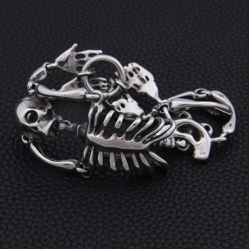 2018 New Hyperbole Spring-Clasps Stainless Steel Skull Cuff Bracelets as men gift