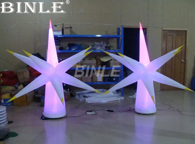 Holidays props color changing led lighting inflatable star ground balloon for stage decoration