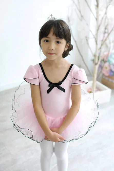 South Korean style pink short sleeves 3y - 8years Girl's TUTU ballet skirt