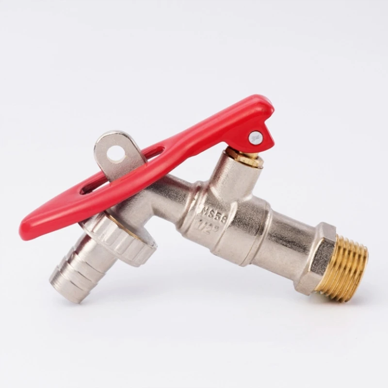 New DN15 Outer Wire Manual Wwashing Machine Copper Faucet Nickel Plated Anti-theft Brass Water Nozzle