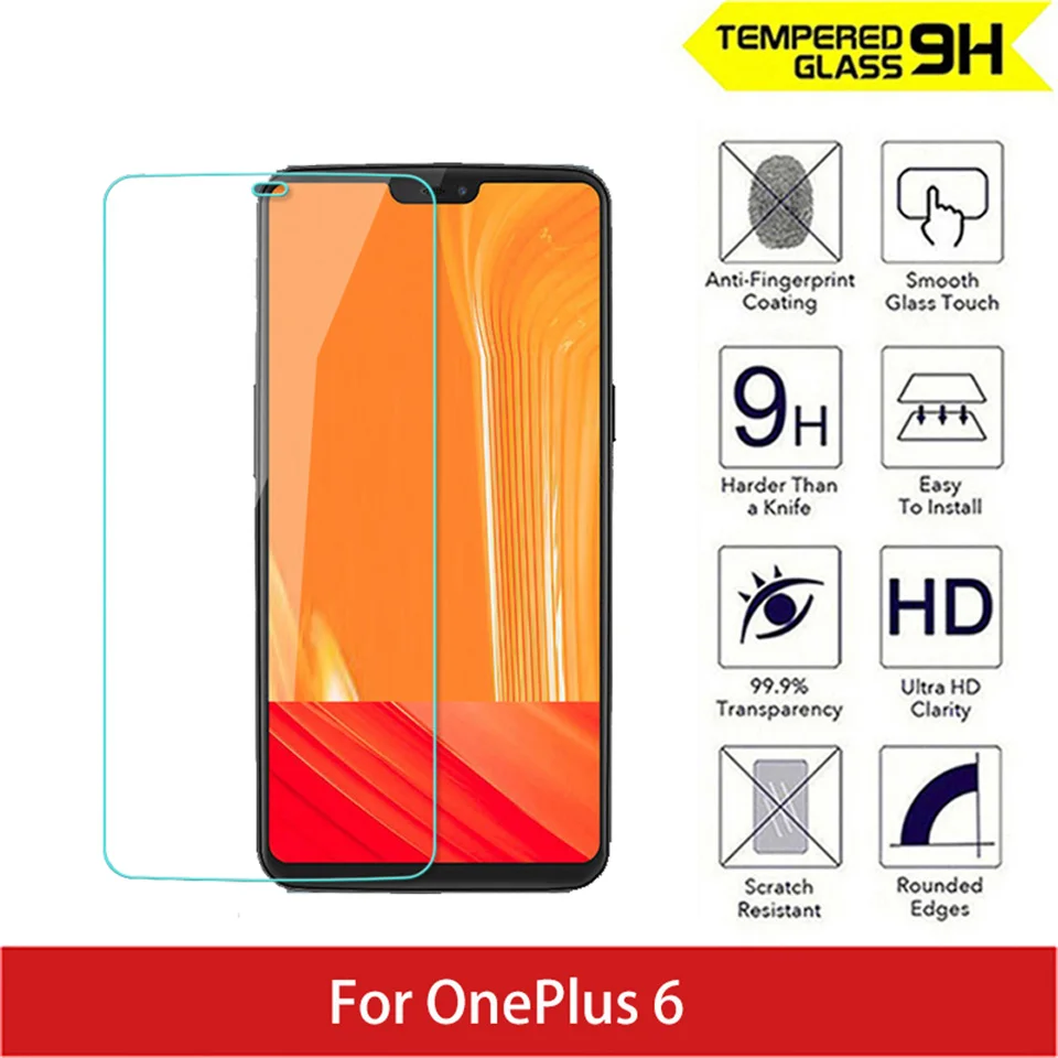 Tempered Screen Glass Guard Cover for OnePlus 6 Six 2.5D Screen Protector Glass For OnePlus 1 + 6 Protection Film