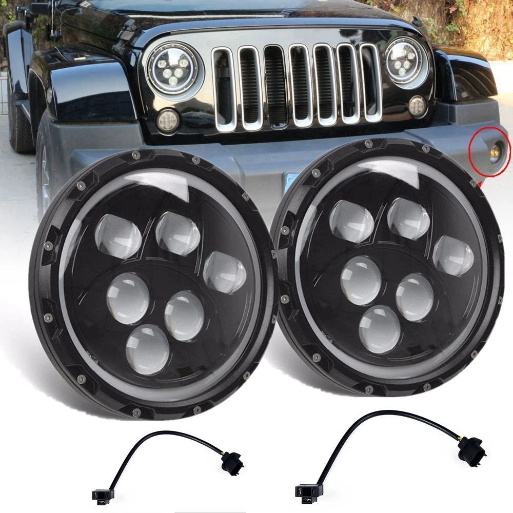 

2pcs 7" LED Halo Angel Eyes Headlights 60W DRL Headlamp For Jeep Wrangler JK TJ CJ5/7 For Chevrolet Camaro 1967-1981