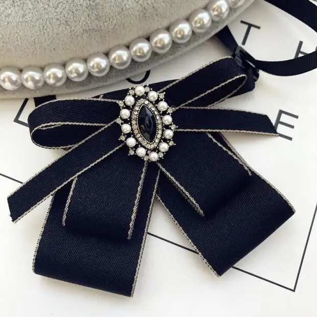 Vận Chuyển miễn Phí woman con người Sọc bow tie collar đại học nữ Người Anh Hàn Quốc Nón ngân hàng tiếp viên hàng không sinh viên bow tie