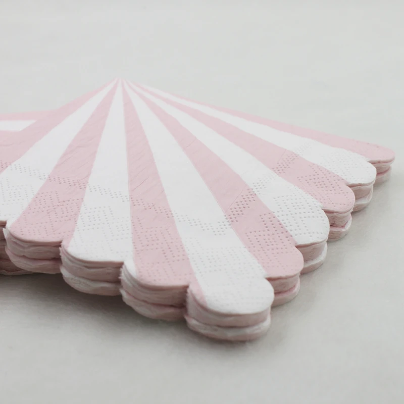 [RainLoong] 3-Plys Beverage Paper Napkin Pink Striped Tissue Serviettes Decoupage Cocktail For Party Decoration 25*25cm