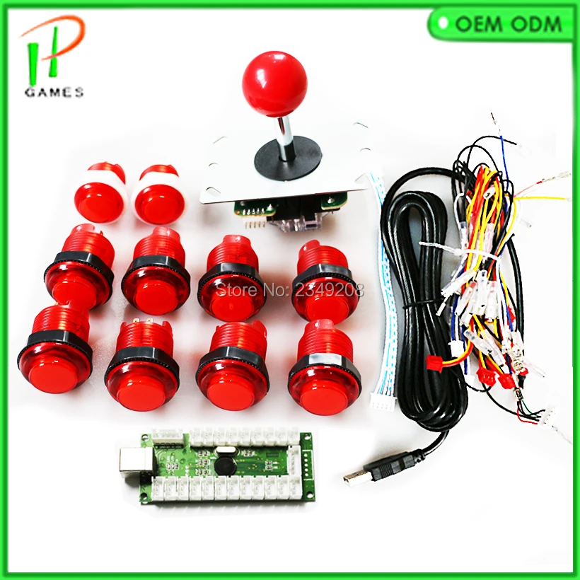 1 Player Classic Cabinet Kit USB Encoder Joystick handle 5V Led Lights Push Buttons For Arcade MAME Raspberry PI3 DIY