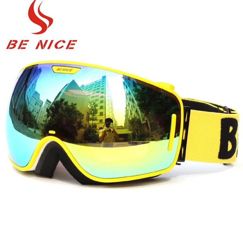 

Benice Brand Ski Goggles Lens UV400 Double Anti-Fog Big Spherical Professional Ski Glasses Unisex Multicolor Snowboard Goggles