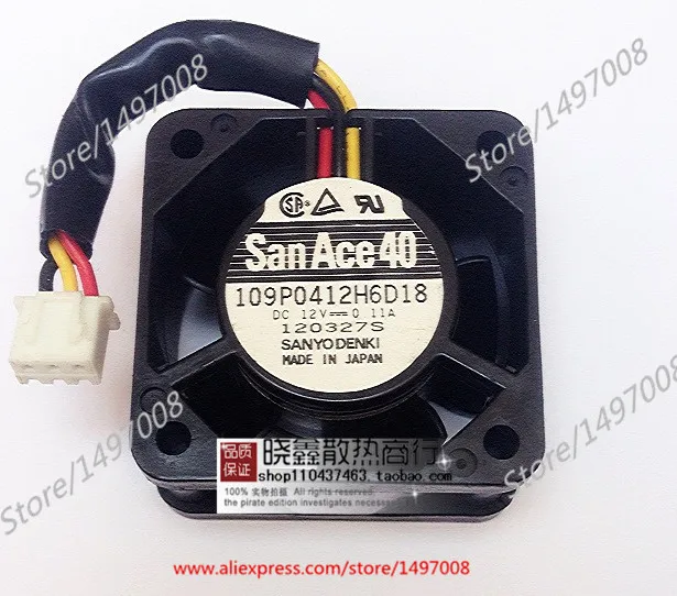 

Sanyo Denki 109P0412H6D18 DC 12V 0.11A 3-Wire 40x40x20mm Server Cooling Fan