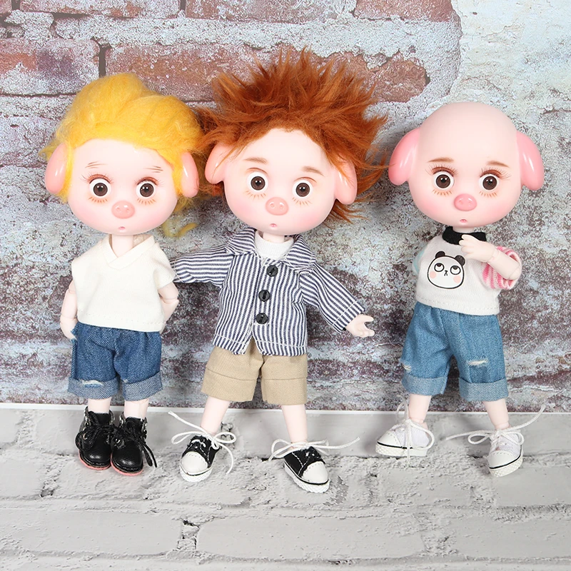 

DBS 1/12 BJD 26 joint body cute pig ob11 doll with clothes shoes children gift 15cm mini doll name by DODO