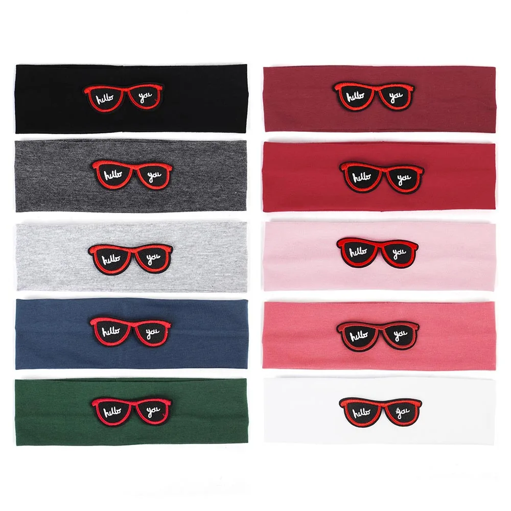 2021 Newborn Fashion Turban Baby Headband Girl Glasses Embroidery Cotton Elastic Hair Band Headband For Girls Hair Accessories