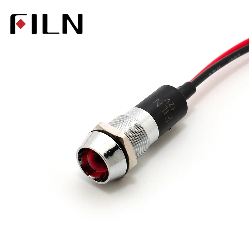 FILN  FL1M-12CW-1 12mm metal red green yellow blue white led 220v indicator light with 20cm cable