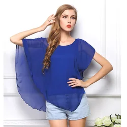 Fashion 2019 Summer women Solid Chiffon blouses anomalous Ruffles blouse Shirt Tops