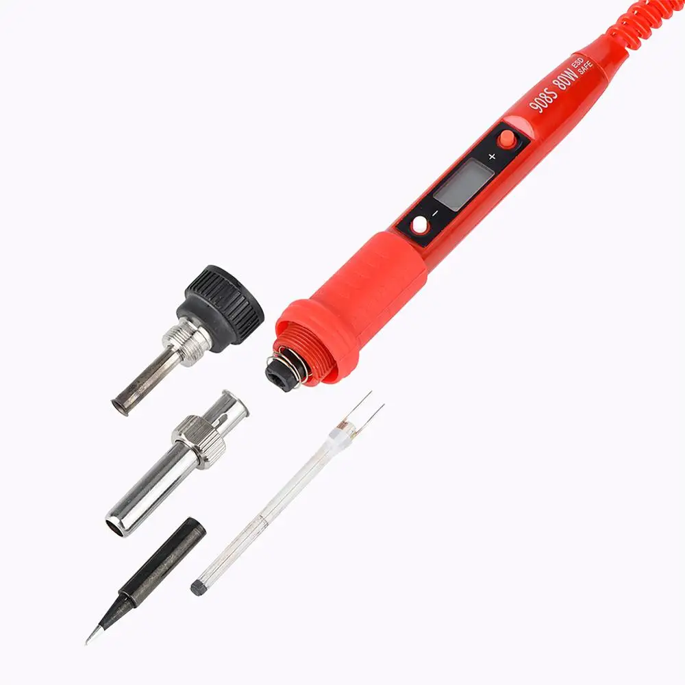 JCD 220V 80W LCD Electric Soldering iron 908S Adjustable Temperature Soldering iron With quality soldering Iron Tips and kits