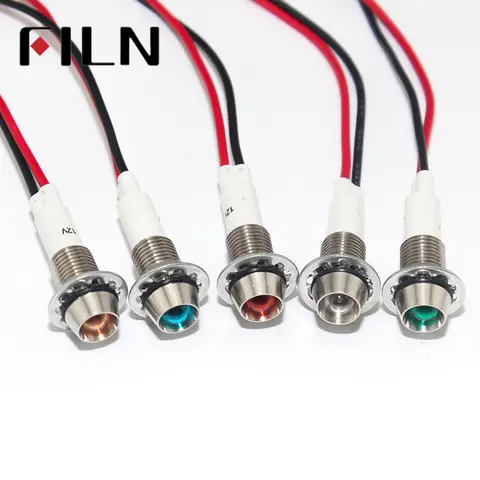 10mm 빨간색 노란색 파란색 녹색 LED 금속 표시 등 방수 IP67 신호 램프 3V 5V 6V 9V 12V 24V 110V 220V 흰색 파일럿 씰