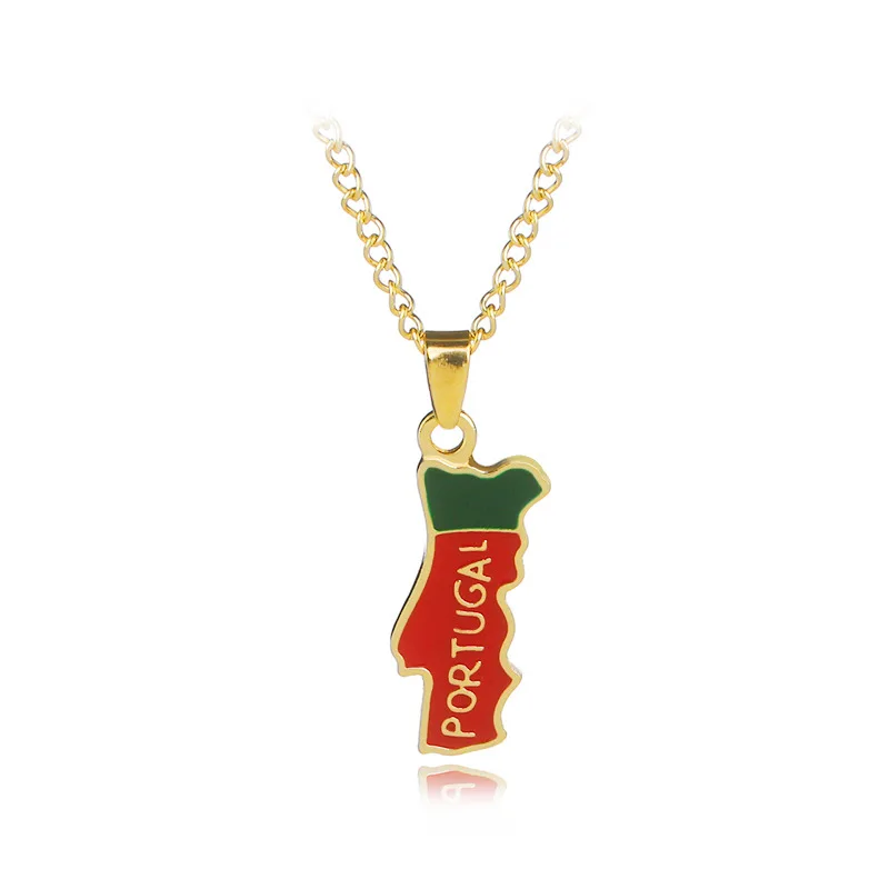 Collar con colgante de Color dorado de Portugal para hombre y mujer, personalidad portuguesa, letras simples en inglés, collar de gota de aceite