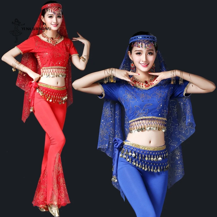 Adult Women Belly Dance costume lady Indian bollywood bellydance 8 pcs/Set Performance Practice clothes Bellydancing dancewear