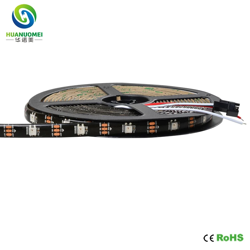 

5M WS2812B Светодиодные ленты 30 светодиодов/м Водонепроницаемая гибкая пиксельная лента RGB 5 В Черная печатная плата IP65 Адресная SMD 5050 WS2811