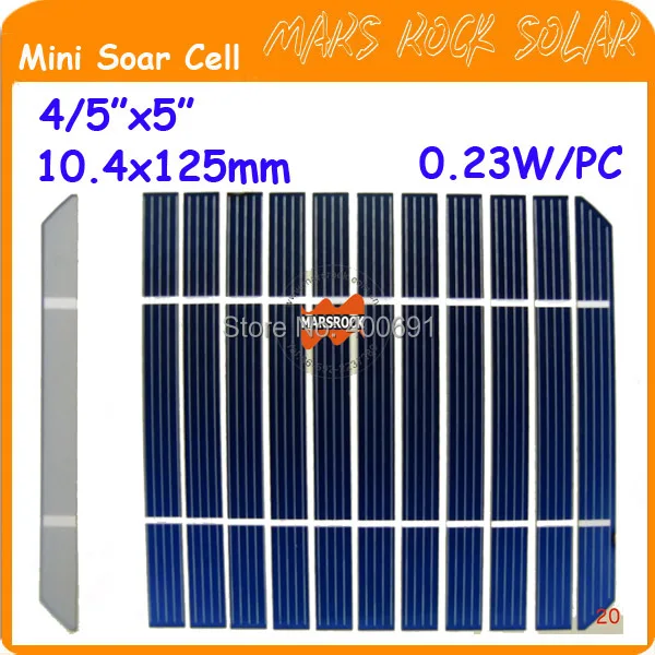 600pcs 0.23W 10.4X125mm high quality A grade precut Small Monocrystalline Solar Cell PV solar cell for DIY free shipping