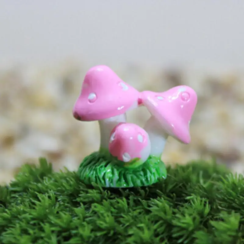 1 Pcs 4 Colors Cute Mini Resin Mushrooms Fairy Garden Ornament Miniature Bonsai Plants Pots Fairy DIY Doll House Decoration