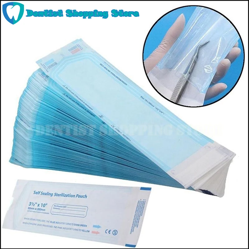 200Pcs Disposable Dental Self Sealing Autoclave Sterilization Pouches Medical Grade Paper Lab Tattoo Tool Storage Bag