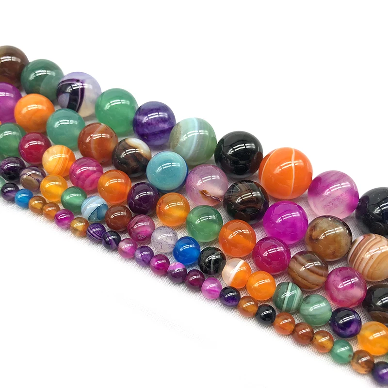 4-12mm Colorful Carnelian DIY Beads Loose Round Beads Wholesale Agat Jewelry Natural Stone Beads Accessories