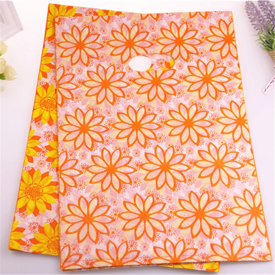 Hot Sale Wholesale 100pcs/lot 25*35cm Fashion Yellow Sunflower Package Bags Plastic Large Gift Packaging