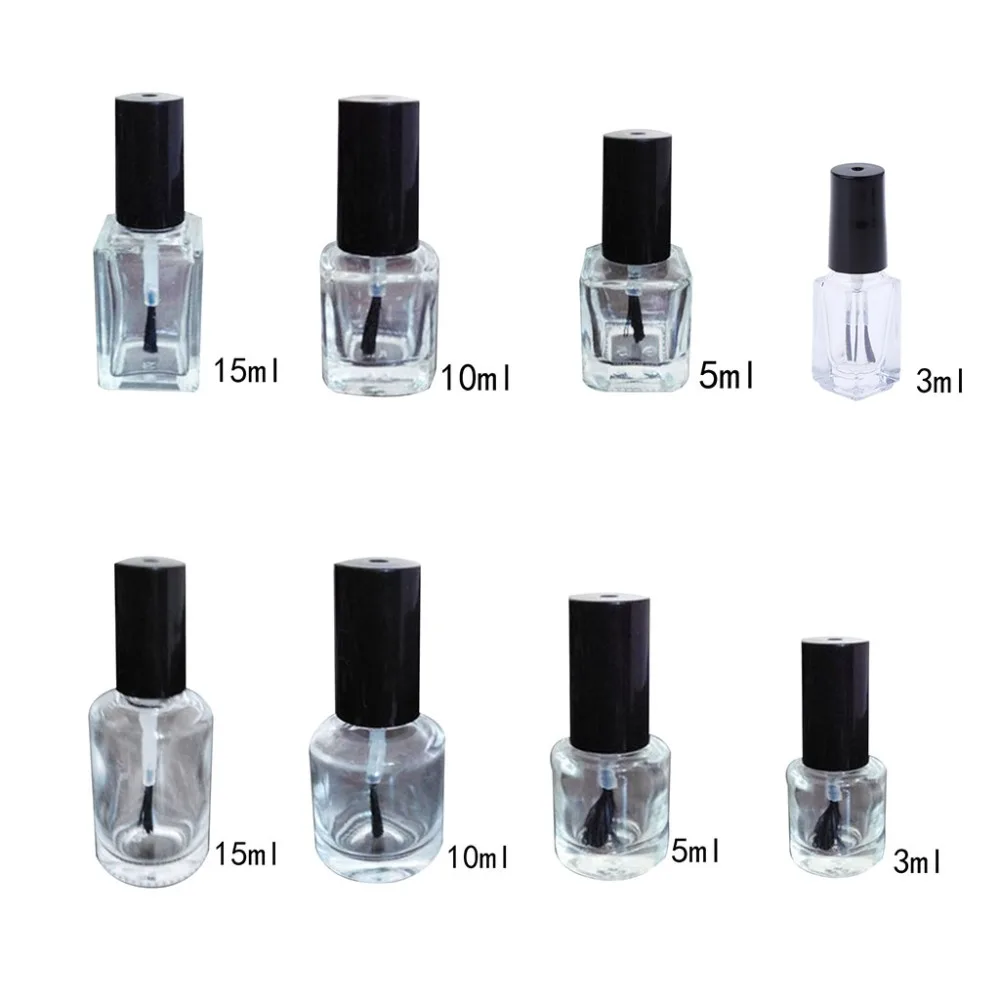 3/5/10/15ml bottiglia vetro vuota per smalto trasparente contenitore per Gel UV portatile scatola immagazzinaggio ricaricata spazzola quadrata rotonda per trucco